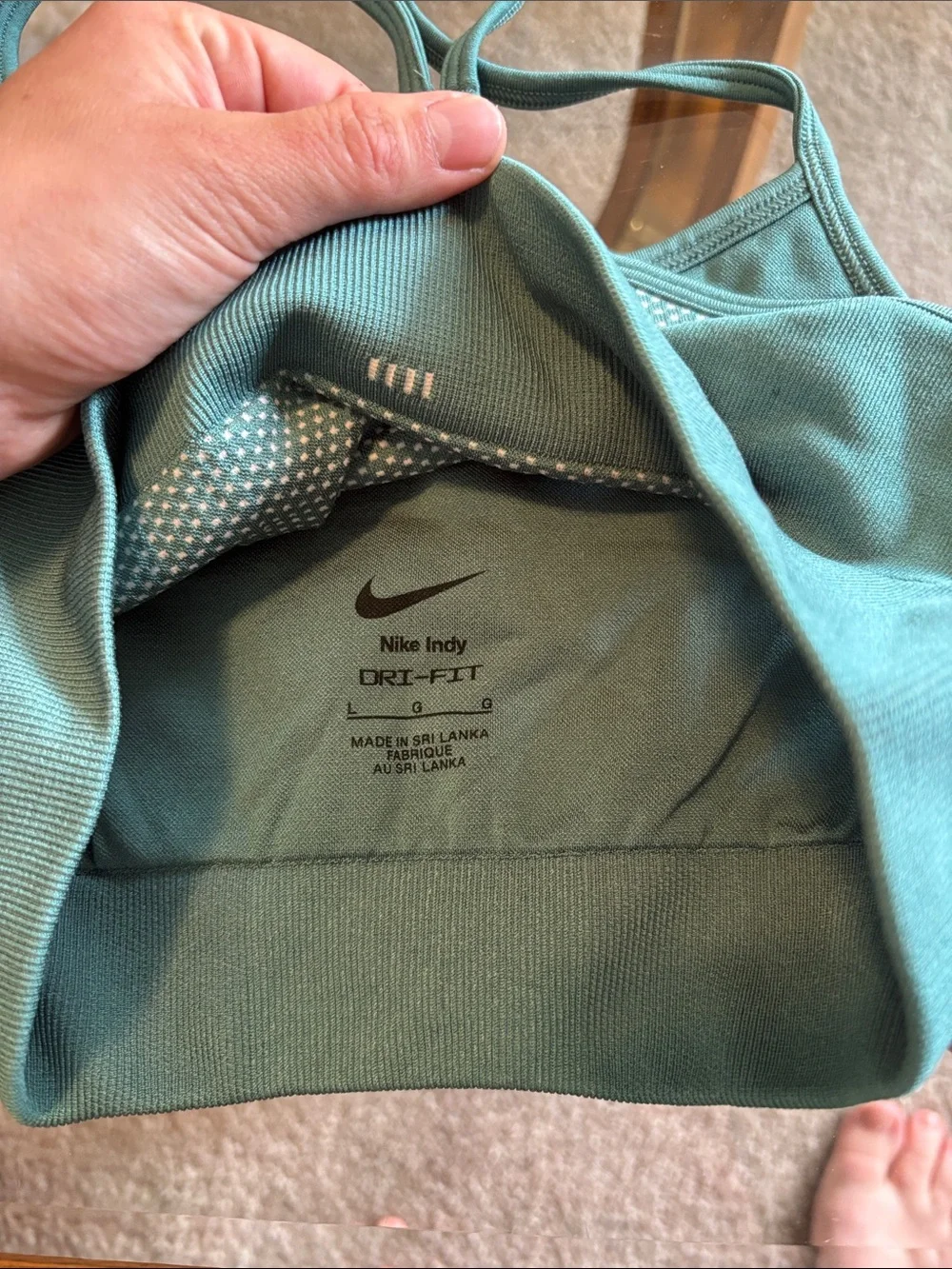 Nike Teal Seamless Sports Bra with White Accent
